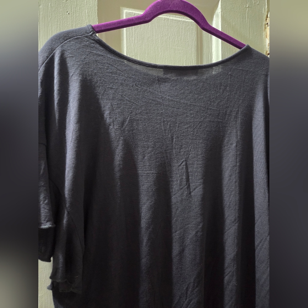 NWT Loft Women's Gray Ruffle Sleeve Top In Size Large - Picture 7 of 11